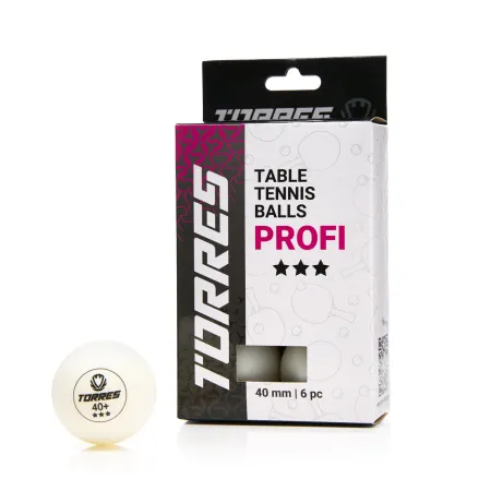 Мяч для наст. тенниса TORRES Profi 3*, TT23012, диам. 40+мм, упак. 6 шт, белый за 338.30 ₽ купить в Рязани