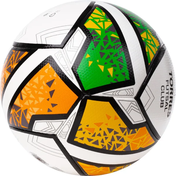 Мяч футзал. TORRES Futsal Club, FS323764, р.4, 10 пан. ПУ, 4 под. сл, гибрид. сш. бело-зел-оранж за 2&nbsp;264.40 ₽ в Рязани