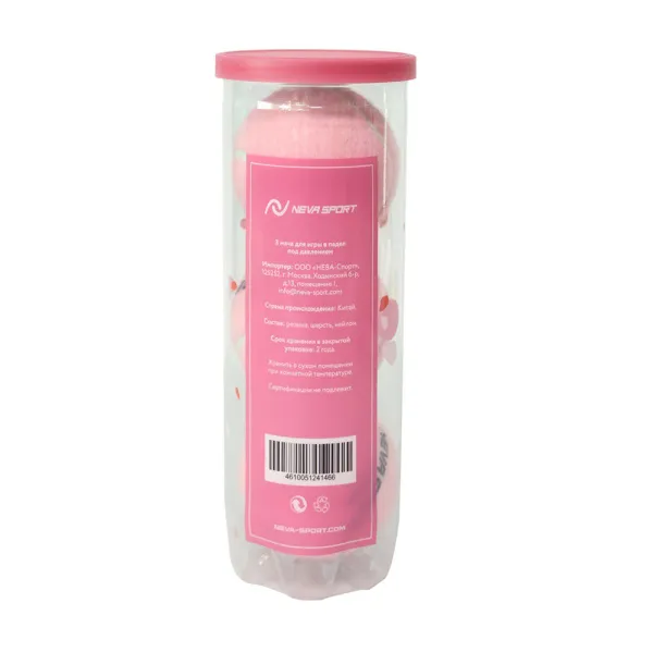 Мяч для падела NS Sakura, UAA2, уп.3 шт, сукно, нат.резина, розовый за 824.50 ₽ в Рязани
