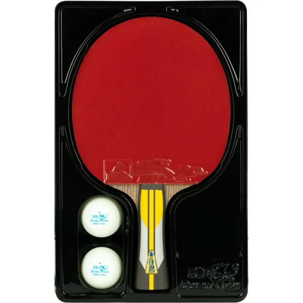 Ракетка для н/т DOUBLE FISH 6A+C, для подвин.,ITTF Appr.,накл. 2,1 мм, конич. ручка+ 2 мяча V40+мм за 3&nbsp;442.50 ₽ в Рязани